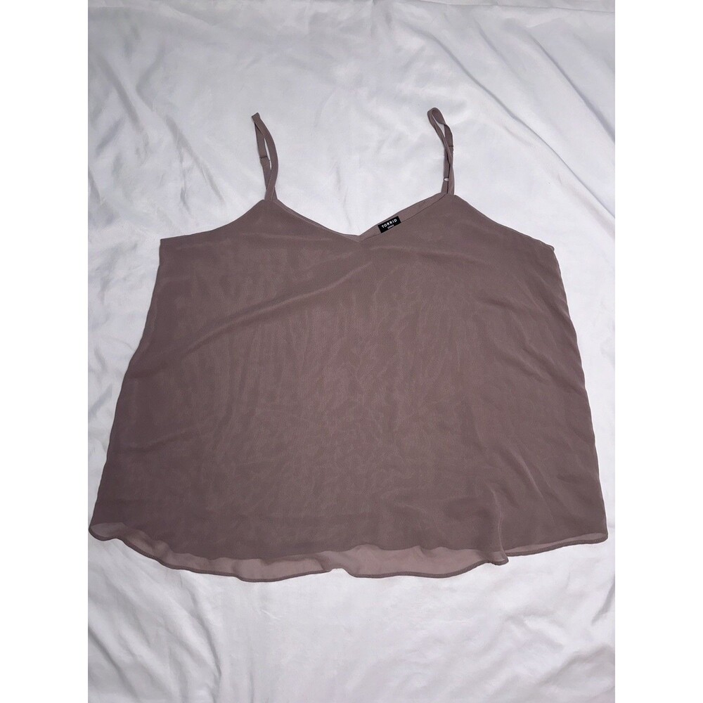 Torrid Sophie Swing Cami Top Womens 3 Taupe Relaxed Fit Spaghetti Straps V Neck